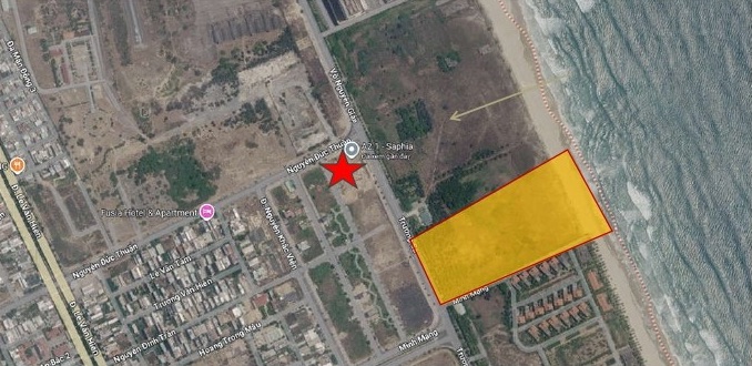 Vị trí công viên 2,45 ha (vùng vàng) ngay trước Sun Saphia